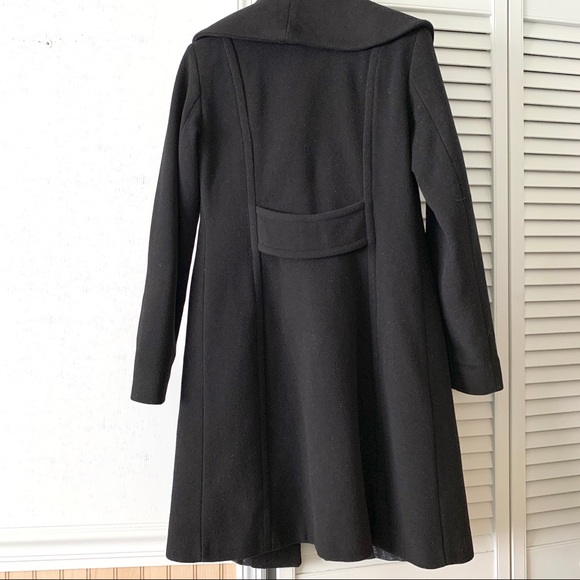 Anne Kline / Black Wool Long Coat , Heavy Winter Coat / Dramatic Collar - Picture 4 of 8